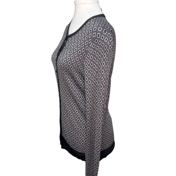 Ann Taylor Diamond Print Cardigan Purple - Picture 3 of 6